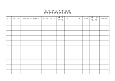 비밀문서수발대장 비밀문서수발대장